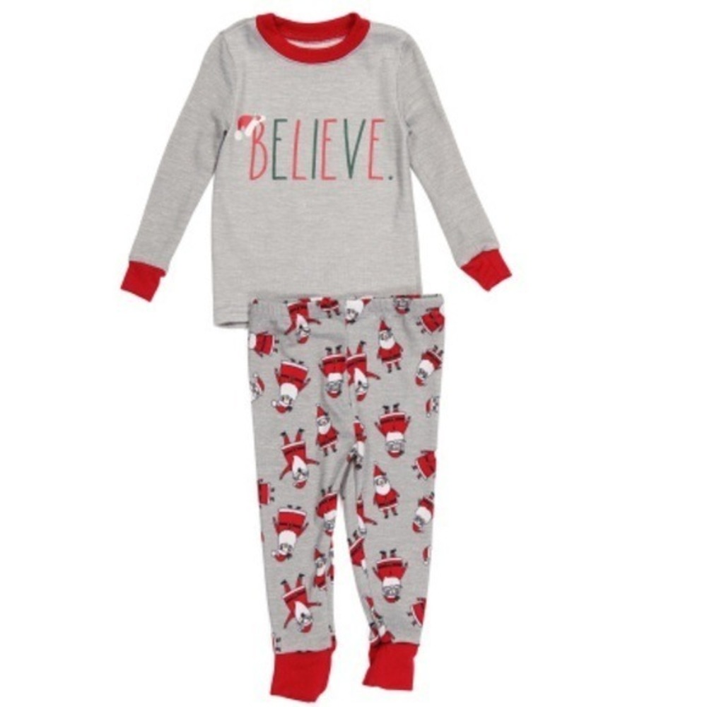 Rae Dunn Kids Christmas Pajamas Believe Santa Claus Print‎ Long Sleeve Set 24M